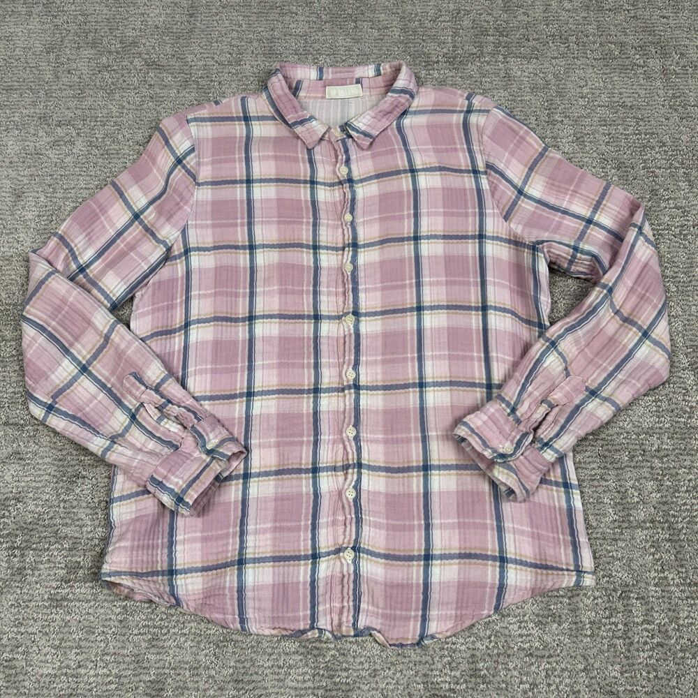 CP Shades Plaid Shirt Mens Medium Cotton Long Sleeve Button Up Pink